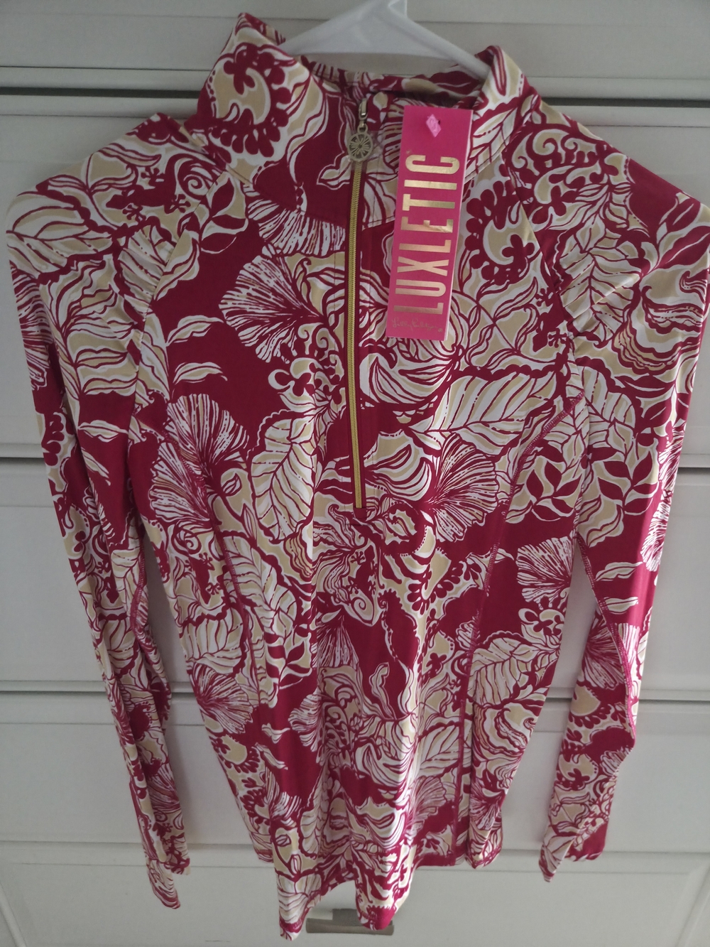 Lilly Pulitzer Pink & Cream Floral Zip Pullover